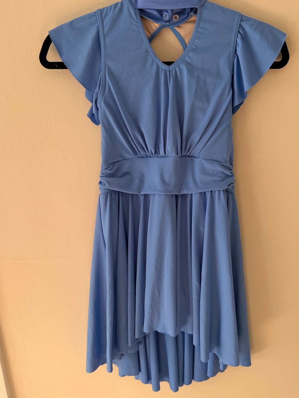 Weissman Dance Costume Girls Blue Flutter Sleeve Dress